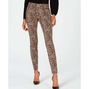 INC Leopard Print Skinny Pants High Rise Core Denim Brown Animal Print Size 6/28
